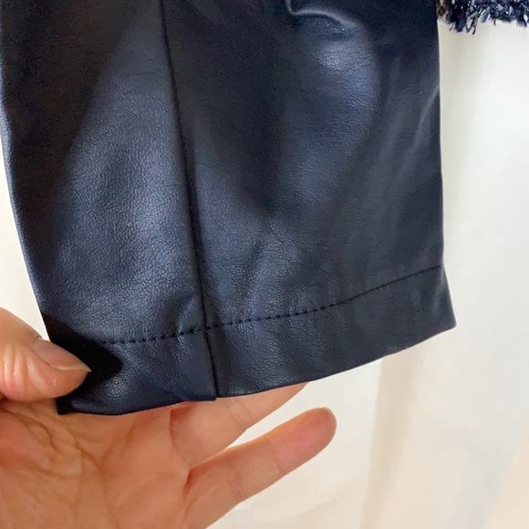 New Directions XL Blue Faux Leather Tweed Jacket - Picture 6 of 8